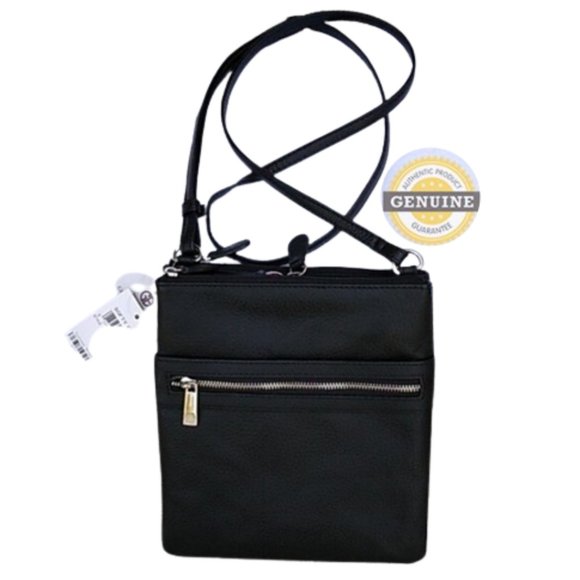 (Authentic) Giani  Bernini Triple-Zip Pebble Leather Dasher Crossbody - Picture 1 of 7